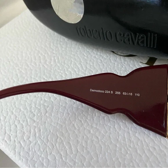Y2K Roberto Cavalli Swarovski Crystals Oversized Burgundy Sunglasses - Picture 8 of 12